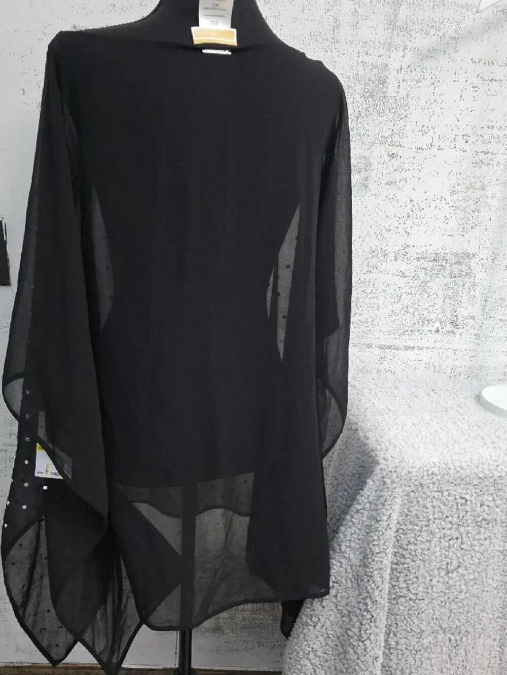 Michael Kors Black Sheer Swim Coverup with Silver Studs